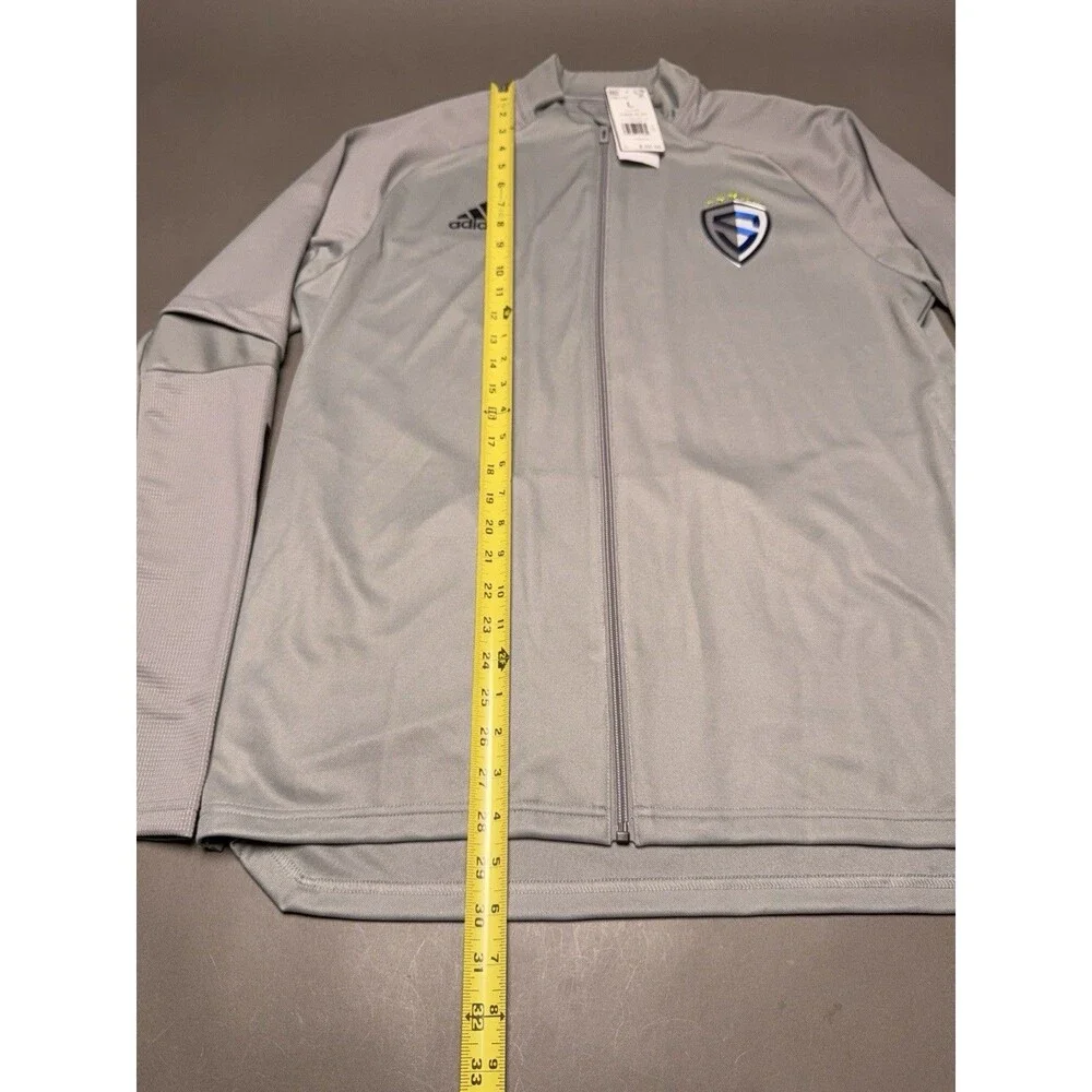 Adidas Track Jacket Men’s Large Gray Aeroready Texas Soccer Full Zip Windbreaker